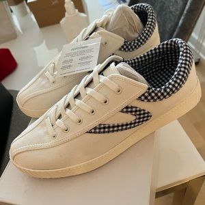 Tretorn Sneaker Vintage White Blue Gingham Size 10